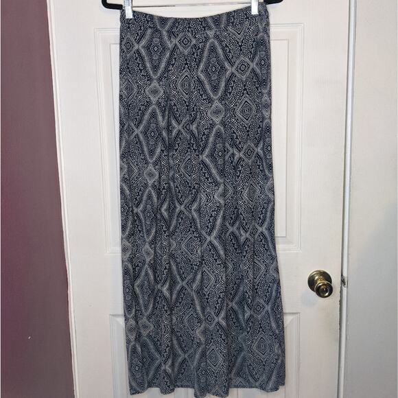 H&M Conscious Blue & Tan Boho Bollywood Tribal Hippie Batik Print Palazzo Pants - Picture 1 of 13